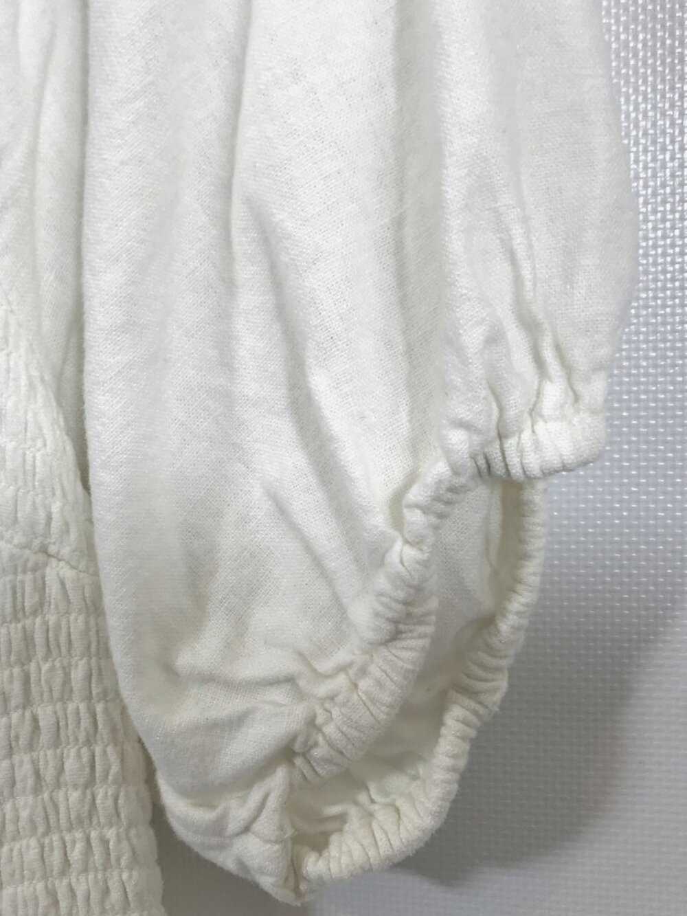 Abercrombie Linen Summer Dress Smocked Puff Sleeve Tiered Boho Midi White M - Picture 5 of 13